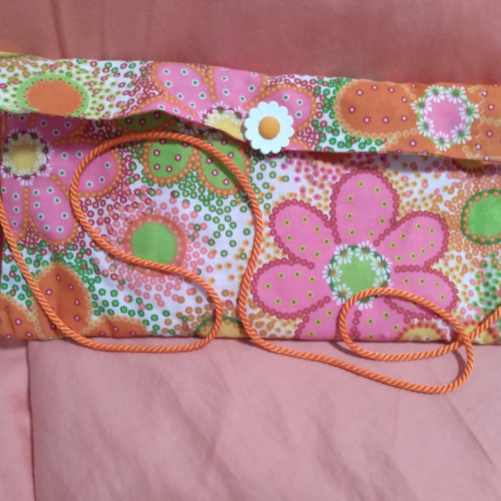 Flower Power mid-size clutch bag (handmade)